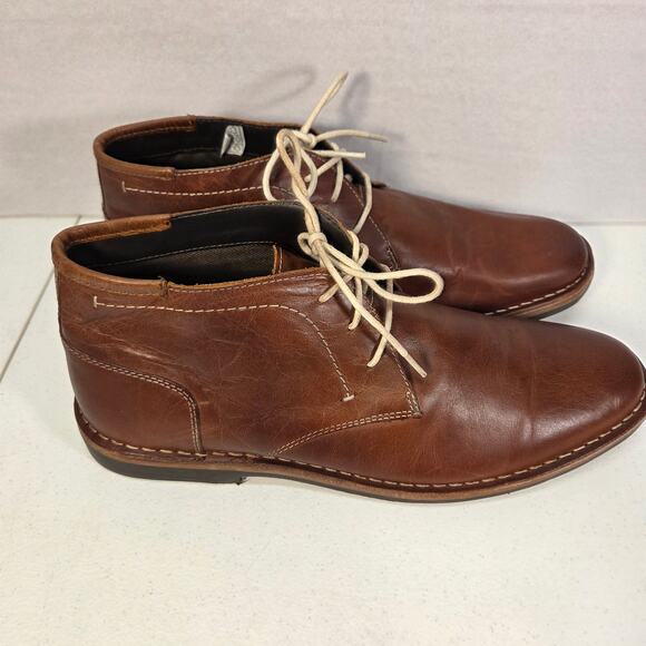 Steve Madden P-Ikon 247 Cognac Leather Chukka Boots Mens 11.5 Lace Up Brown NWOT main image 13